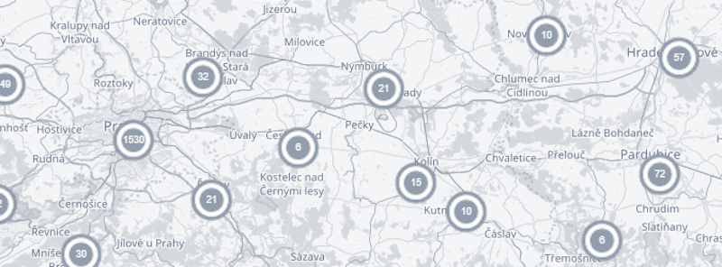 Náhled mapy akcí a projektů