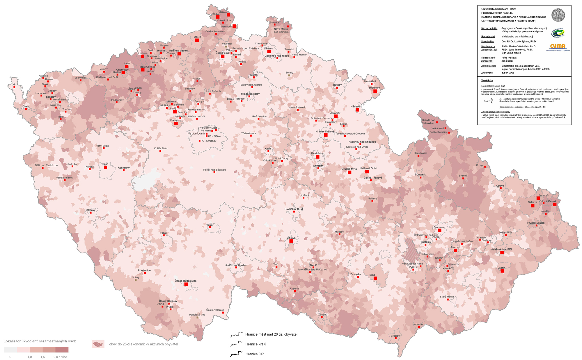 Lokalizan kvocient nezamstnanch osob v obcch (2004)